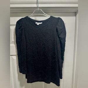 Chico's Black Floral Long Sleeve Top